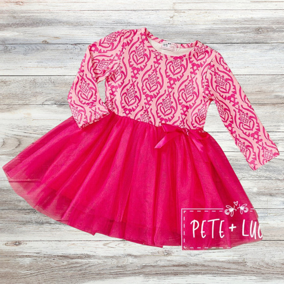 PETE + LUCY Pink Moroccan Long Sleeve Tulle Dress 2T NEW Toddler - Picture 2 of 7